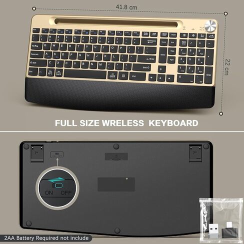 JOYACCESS Wireless Keyboard and Mouse Combo,Full-Sized 2.4GHz Wireless Keyboard with Comfortable Palm Rest,Volume Roller& Tilt Legs 2.4GHz Cordless Connection for Mac/Windows in Kuwait