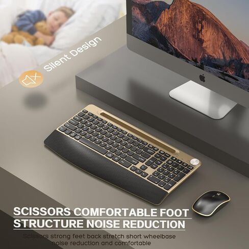 JOYACCESS Wireless Keyboard and Mouse Combo,Full-Sized 2.4GHz Wireless Keyboard with Comfortable Palm Rest,Volume Roller& Tilt Legs 2.4GHz Cordless Connection for Mac/Windows in Kuwait