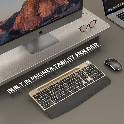 JOYACCESS Wireless Keyboard and Mouse Combo,Full-Sized 2.4GHz Wireless Keyboard with Comfortable Palm Rest,Volume Roller& Tilt Legs 2.4GHz Cordless Connection for Mac/Windows in Kuwait