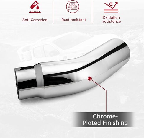 5 بوصات تراجع عن طرف كوع العادم ، 5.0 "مدخل 6.0" منفذ 23 "طرف عادم كروم الطول الكلي in Kuwait