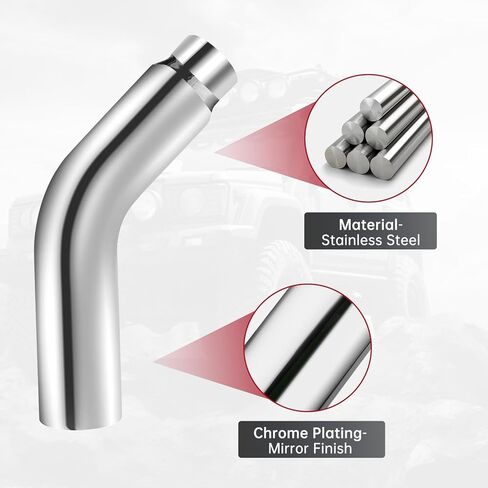 5 بوصات تراجع عن طرف كوع العادم ، 5.0 "مدخل 6.0" منفذ 23 "طرف عادم كروم الطول الكلي in Kuwait