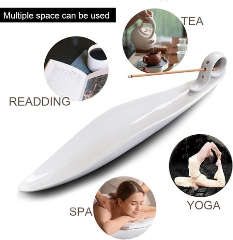 9" Length Incense Stick Holder with 3 Holes, White Porcelain Incense Tray Ash Cather for Spa, Meditation Room, Yoga, Home, Office (Green) in Kuwait