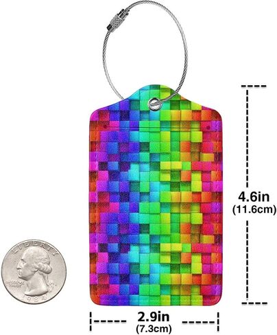 2 Pack Luggage Tags for Travel PU Leather Luggage Tag Name ID Labels with Privacy Cover for Suitcases Women Men Kids Girls (Black and White Grid) in Saudi Arabia