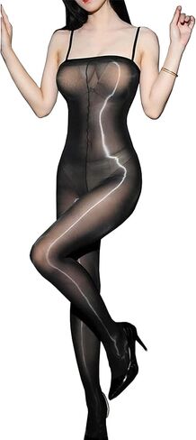 RUIBAVYA BodyStockings for Women 8D Shimmer Bodysuit Shiny Tights Oily Bodystocking Sleeveless Catsuits Glossy Pantyhose in Saudi Arabia