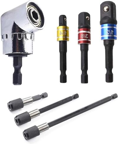 Rongon Impact Socket Adapter Tools, 1/4" 3/8" 1/2" 105 Degree Right Angle Drill Bit Adapter, Impact Grade Power Hand Tools, Socket Adapter Set for Drill in Saudi Arabia