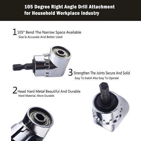 Rongon Impact Socket Adapter Tools, 1/4" 3/8" 1/2" 105 Degree Right Angle Drill Bit Adapter, Impact Grade Power Hand Tools, Socket Adapter Set for Drill in Saudi Arabia