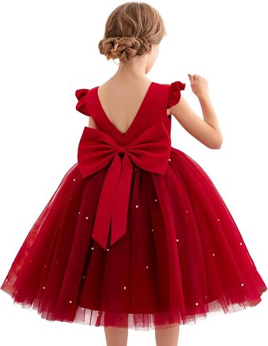 Flower Girl Dress Wedding Guest Ruffle Tulle Satin Party Birthday Princess Pageant Gown Kids Knee Length in Saudi Arabia