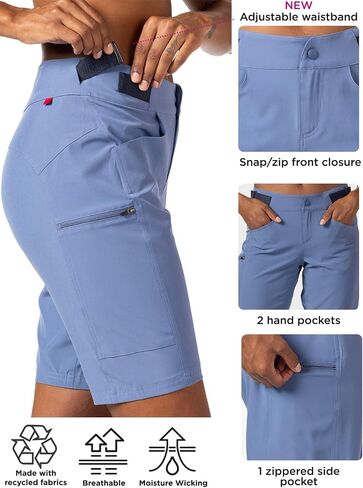 Terry Cycling Venture Shorts 2 in 1 Womens Performance Hiking Cargo Short, Adjustable Waist & Padded Bike Liner Short in Saudi Arabia