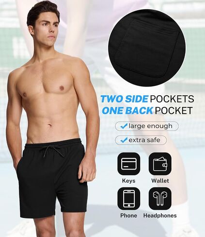 BAMBOO COOL Men's Athletic Shorts Dry Loose-Fit Running Workout Gym Shorts Breathable Lightweight Activewear with Pockets in Saudi Arabia