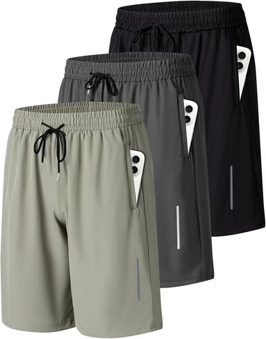 JWJ Mens Athletic Gym Workout Shorts Lightweight Quick Dry Running Basketball Shorts with Zipper Pockets in Saudi Arabia