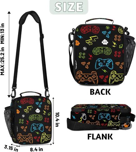 Lunch Box for Boys Girls - Reusable Insulated Lunch Bags for Kids - Video Game Large Capacity Cooler Back to School Lunch Thermal Meal Tote Kit in Saudi Arabia