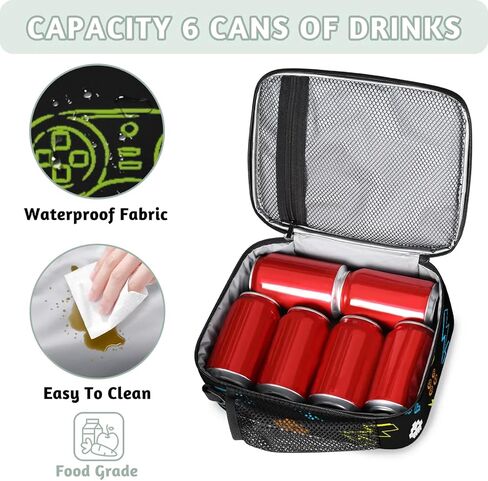 Lunch Box for Boys Girls - Reusable Insulated Lunch Bags for Kids - Video Game Large Capacity Cooler Back to School Lunch Thermal Meal Tote Kit in Saudi Arabia