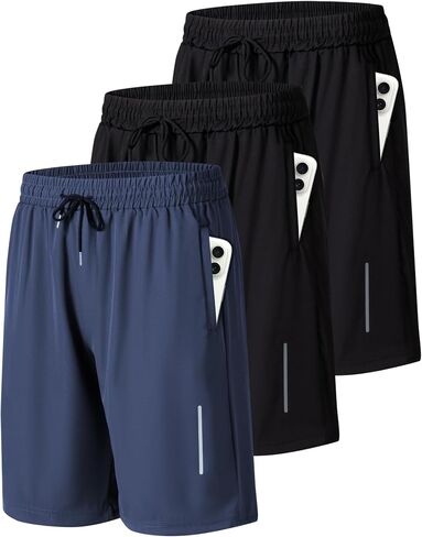 JWJ Mens Athletic Gym Workout Shorts Lightweight Quick Dry Running Basketball Shorts with Zipper Pockets in Saudi Arabia