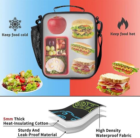 Lunch Box for Boys Girls - Reusable Insulated Lunch Bags for Kids - Video Game Large Capacity Cooler Back to School Lunch Thermal Meal Tote Kit in Saudi Arabia