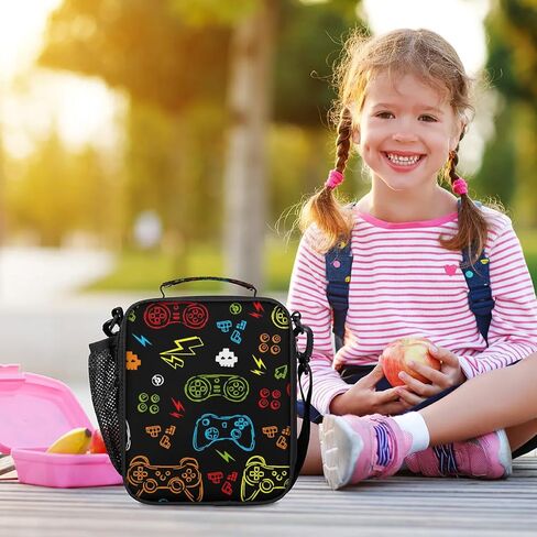 Lunch Box for Boys Girls - Reusable Insulated Lunch Bags for Kids - Video Game Large Capacity Cooler Back to School Lunch Thermal Meal Tote Kit in Saudi Arabia