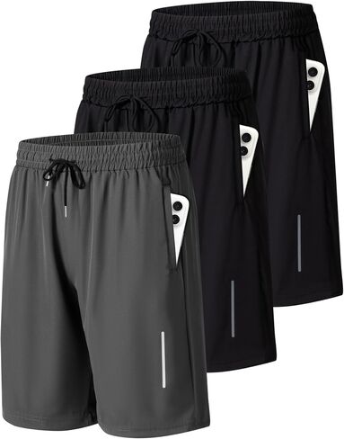 JWJ Mens Athletic Gym Workout Shorts Lightweight Quick Dry Running Basketball Shorts with Zipper Pockets in Saudi Arabia