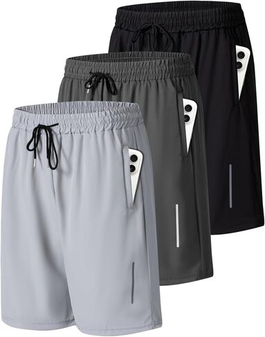 JWJ Mens Athletic Gym Workout Shorts Lightweight Quick Dry Running Basketball Shorts with Zipper Pockets in Saudi Arabia