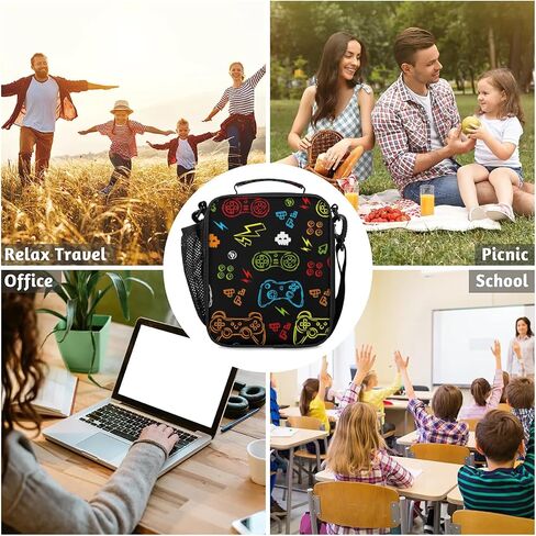 Lunch Box for Boys Girls - Reusable Insulated Lunch Bags for Kids - Video Game Large Capacity Cooler Back to School Lunch Thermal Meal Tote Kit in Saudi Arabia