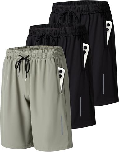 JWJ Mens Athletic Gym Workout Shorts Lightweight Quick Dry Running Basketball Shorts with Zipper Pockets in Saudi Arabia