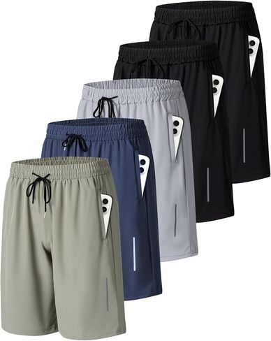 JWJ Mens Athletic Gym Workout Shorts Lightweight Quick Dry Running Basketball Shorts with Zipper Pockets in Saudi Arabia