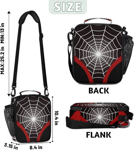 Lunch Box for Boys Girls - Reusable Insulated Lunch Bags for Kids - Black Spider Web Large Capacity Cooler Back to School Lunch Thermal Meal Tote Kit in Saudi Arabia