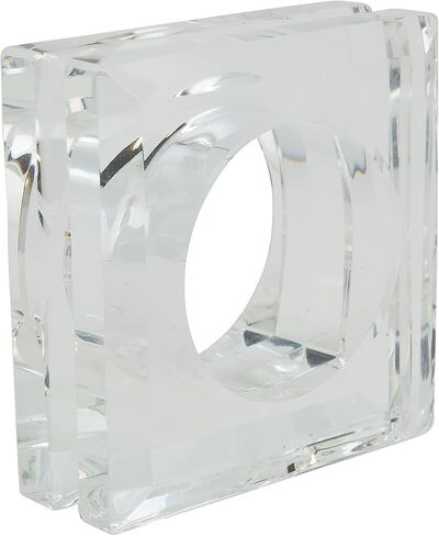 SARO Lifestyle NR016.C Clear Crystal Glass Napkin Ring with Double Edge Design (Set of 4), Clear in Kuwait