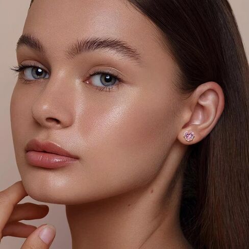 8mm Bigger Size 18K Gold Plated Heart Cubic Zirconia Studs Birthstone Stud Earrings for Women for 12 Months Hypoallergenic Nickel Free Earrings Christmas/Birthday Gift for Women for Everyday Wear in Kuwait