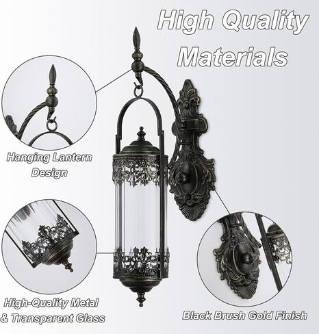 Rustic Candle Sconce with Glass Vintage Antique Gothic Hanging Lantern Candle Holder Retro Indoor Outdoor Mid Centry Wall Décor Sconce for Fireplace, Hallway, Living Room, Porch, Patio in Saudi Arabia
