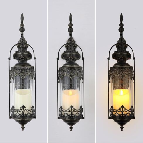Rustic Candle Sconce with Glass Vintage Antique Gothic Hanging Lantern Candle Holder Retro Indoor Outdoor Mid Centry Wall Décor Sconce for Fireplace, Hallway, Living Room, Porch, Patio in Saudi Arabia