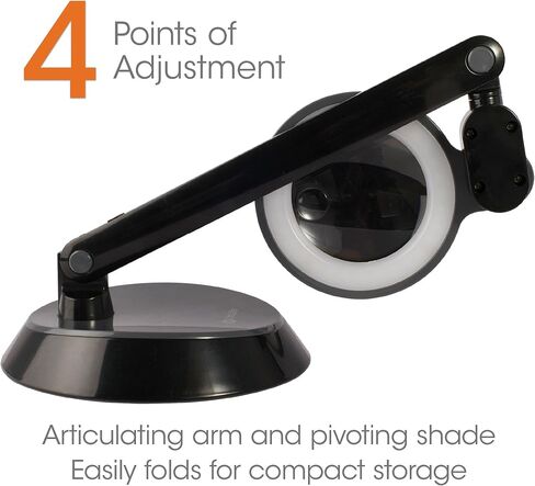 OttLite LED Space Saving Magnifier Desk Lamp – Optical Grade Magnification, Adjustable Arm, Pivoting Head, Portable to Travel, for Crafting & Needlework in Kuwait