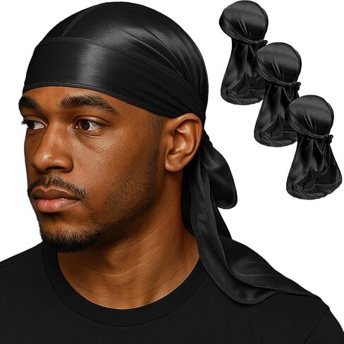 Premium Durag Pack for Men, Silky Doo Rag for 360 540 720 Waves in Kuwait