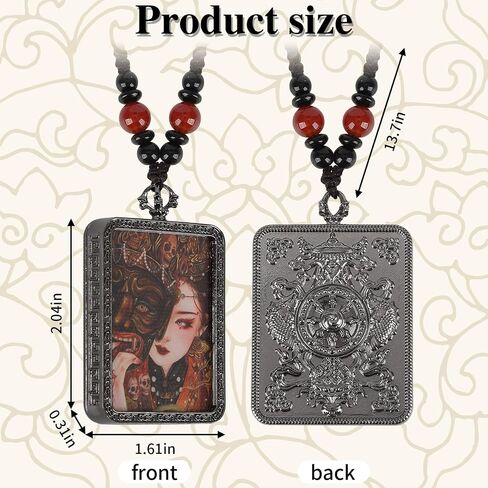 Tibetan Thangka Amulet Pendant, Mens Necklace With Lotus Buddha, Double Sided Guanyin Fengshui Gift, Braided Rope Religious Faith Positive Energy Jewelry, Authentic Tibetan Style Spiritual Gift in Saudi Arabia