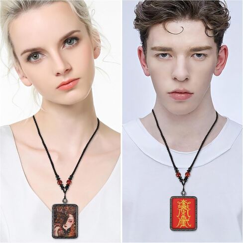 Tibetan Thangka Amulet Pendant, Mens Necklace With Lotus Buddha, Double Sided Guanyin Fengshui Gift, Braided Rope Religious Faith Positive Energy Jewelry, Authentic Tibetan Style Spiritual Gift in Saudi Arabia