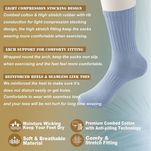 MAGIARTE Mens Athletic Cotton Crew Socks (no cushion) Moisture Wicking Breathable Sports and Casual Socks for Men 5 PACK in Kuwait