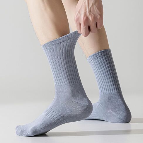 MAGIARTE Mens Athletic Cotton Crew Socks (no cushion) Moisture Wicking Breathable Sports and Casual Socks for Men 5 PACK in Kuwait