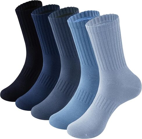 MAGIARTE Mens Athletic Cotton Crew Socks (no cushion) Moisture Wicking Breathable Sports and Casual Socks for Men 5 PACK in Kuwait