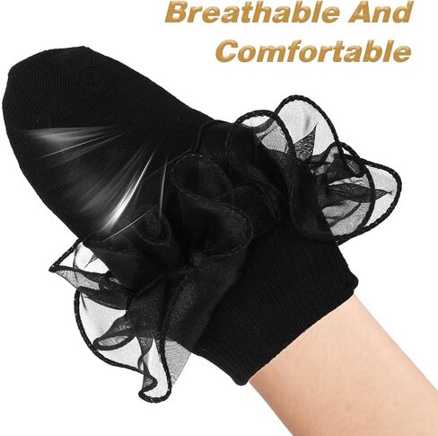 Mozeat Lens 3 Pairs Girls Ruffle Cute Socks Double Lace Frilly Dress Socks Princess Dress Cotton Socks for Toddler Little Girl 4-6, Black in Saudi Arabia