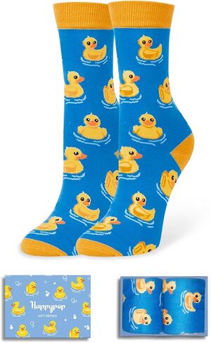 HAPPYPOP Rubber Duck Cat Cow Gifts - Funny Duck Cat Socks for Boys Girls Kids 10-12 Years in Kuwait