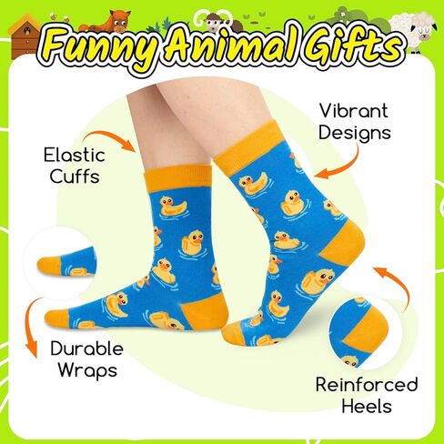 HAPPYPOP Rubber Duck Cat Cow Gifts - Funny Duck Cat Socks for Boys Girls Kids 10-12 Years in Kuwait