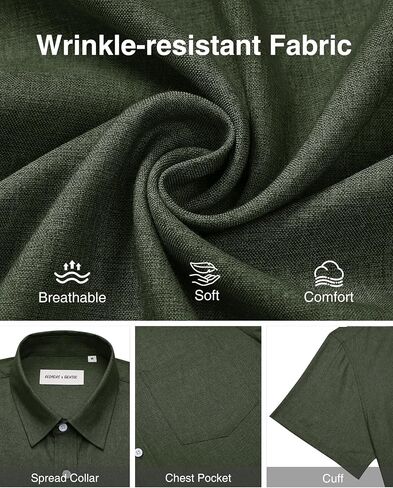 Alimens & Gentle Mens Linen Shirts Short Sleeve Button Down Shirts Wrinkle Free Casual Vacation Beach Summer Tops in Saudi Arabia