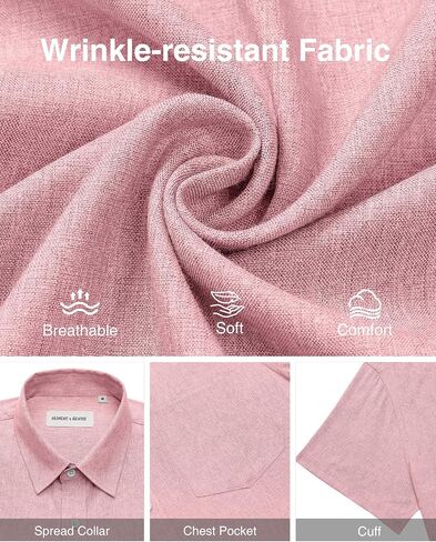Alimens & Gentle Mens Linen Shirts Short Sleeve Button Down Shirts Wrinkle Free Casual Vacation Beach Summer Tops in Saudi Arabia