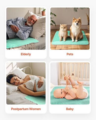 VEVOR Washable Underpads, 34 x 36-inch Reusable Bed Pads, Super Absorbent & Fast Drying Incontinence Bedwetting Pad for Bed Sofa and Mattress, Protective Pee Pads for Pet Adult Kid Elderly (6-Pack) in Saudi Arabia