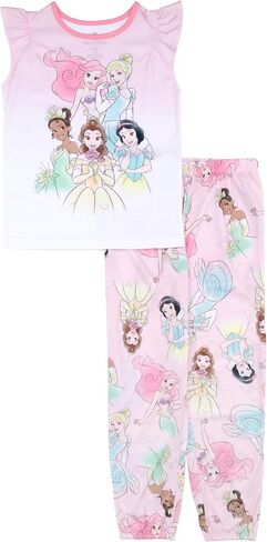Disney Girls' 2-Piece Loose-fit Set, Princess Pajamas, Soft & Cute for Kids in Saudi Arabia