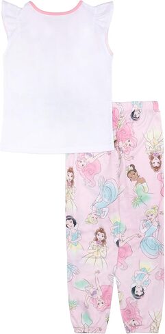 Disney Girls' 2-Piece Loose-fit Set, Princess Pajamas, Soft & Cute for Kids in Saudi Arabia