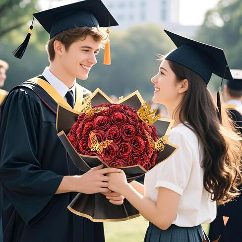 Waipfaru Glitter Roses Bouquet, DIY Fake Glitter Flowers Bouquet, Everlasting Shiny Artificial Red Rose Bouquet, Anniversary, Engagement, Wedding，24 Roses in Saudi Arabia