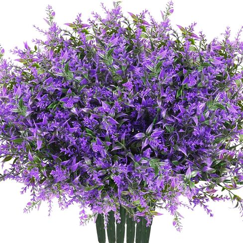Artificial Plants Outdoor, 20PCS Lavender Artificial Flowers,Fake Plastic Flowers,UV Resistant Fake Flowers for Outside Indoor Porch Patio Window Box Planter Home Decor (Purple) in Saudi Arabia