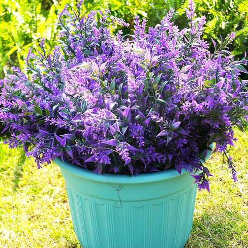 Artificial Plants Outdoor, 20PCS Lavender Artificial Flowers,Fake Plastic Flowers,UV Resistant Fake Flowers for Outside Indoor Porch Patio Window Box Planter Home Decor (Purple) in Saudi Arabia