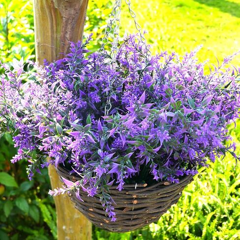 Artificial Plants Outdoor, 20PCS Lavender Artificial Flowers,Fake Plastic Flowers,UV Resistant Fake Flowers for Outside Indoor Porch Patio Window Box Planter Home Decor (Purple) in Saudi Arabia