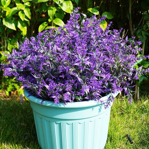 Artificial Plants Outdoor, 20PCS Lavender Artificial Flowers,Fake Plastic Flowers,UV Resistant Fake Flowers for Outside Indoor Porch Patio Window Box Planter Home Decor (Purple) in Saudi Arabia
