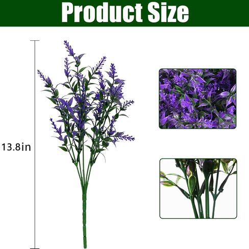 Artificial Plants Outdoor, 20PCS Lavender Artificial Flowers,Fake Plastic Flowers,UV Resistant Fake Flowers for Outside Indoor Porch Patio Window Box Planter Home Decor (Purple) in Saudi Arabia